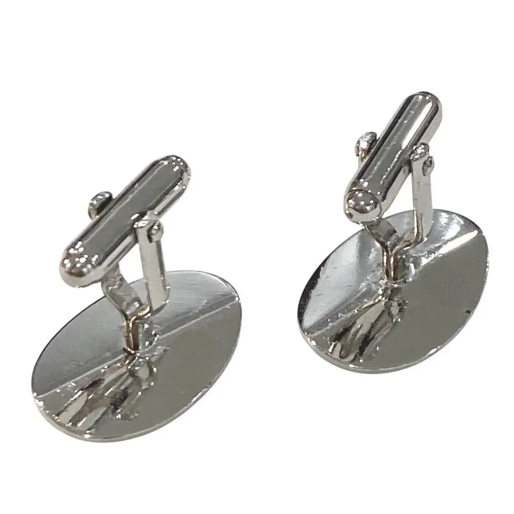 Vintage Anson Sterling cufflinks silver tone ovals etched conservative classics
